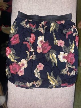 Vintage Hollister Floral Mini Skirt M Navy Pink Lined Y2K Boho Spring Summer